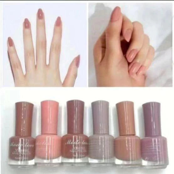 Pack of 6 Nail Polish Nude Colors