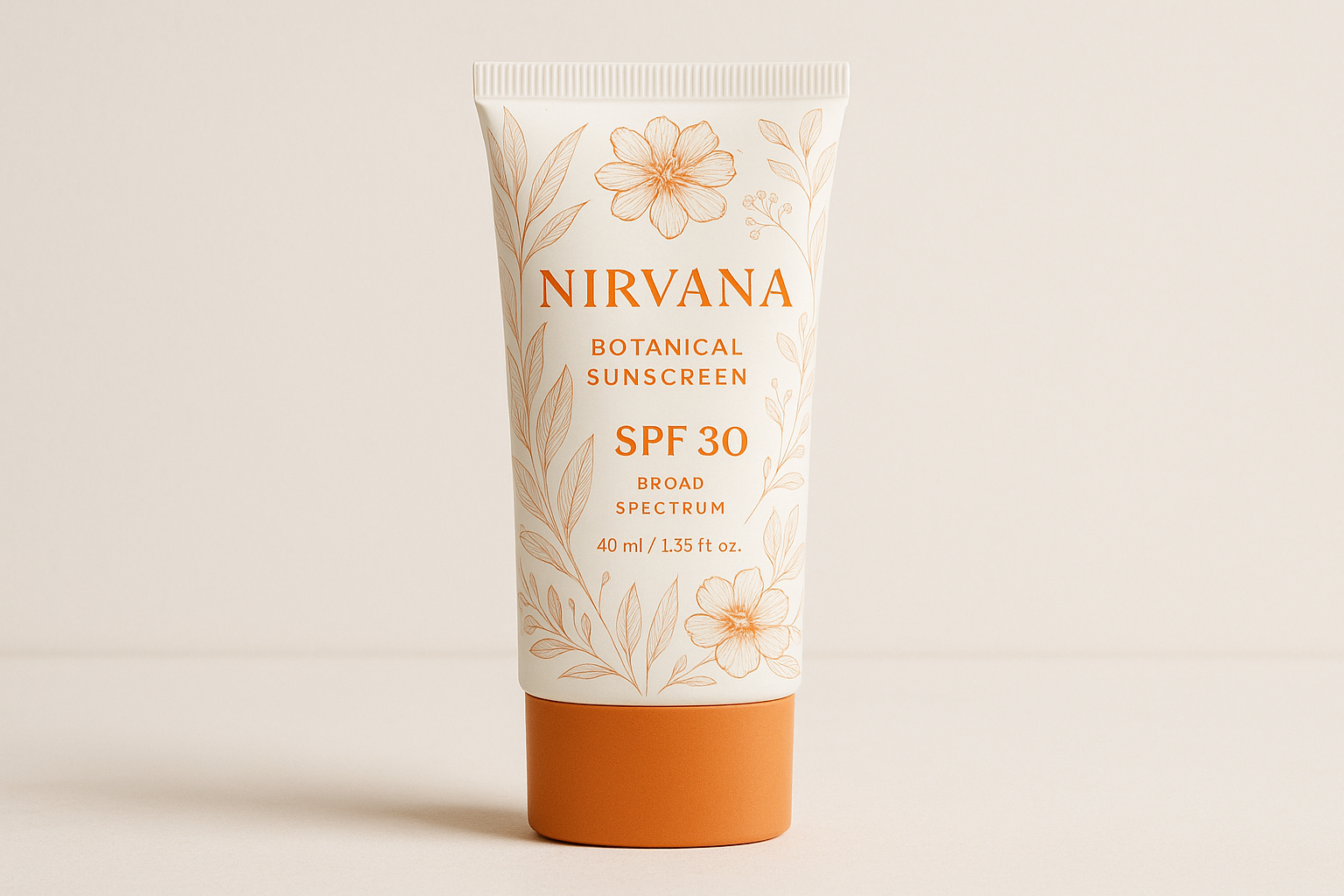 gererate nirviana botanic dsunscreen iamge with white and orange color